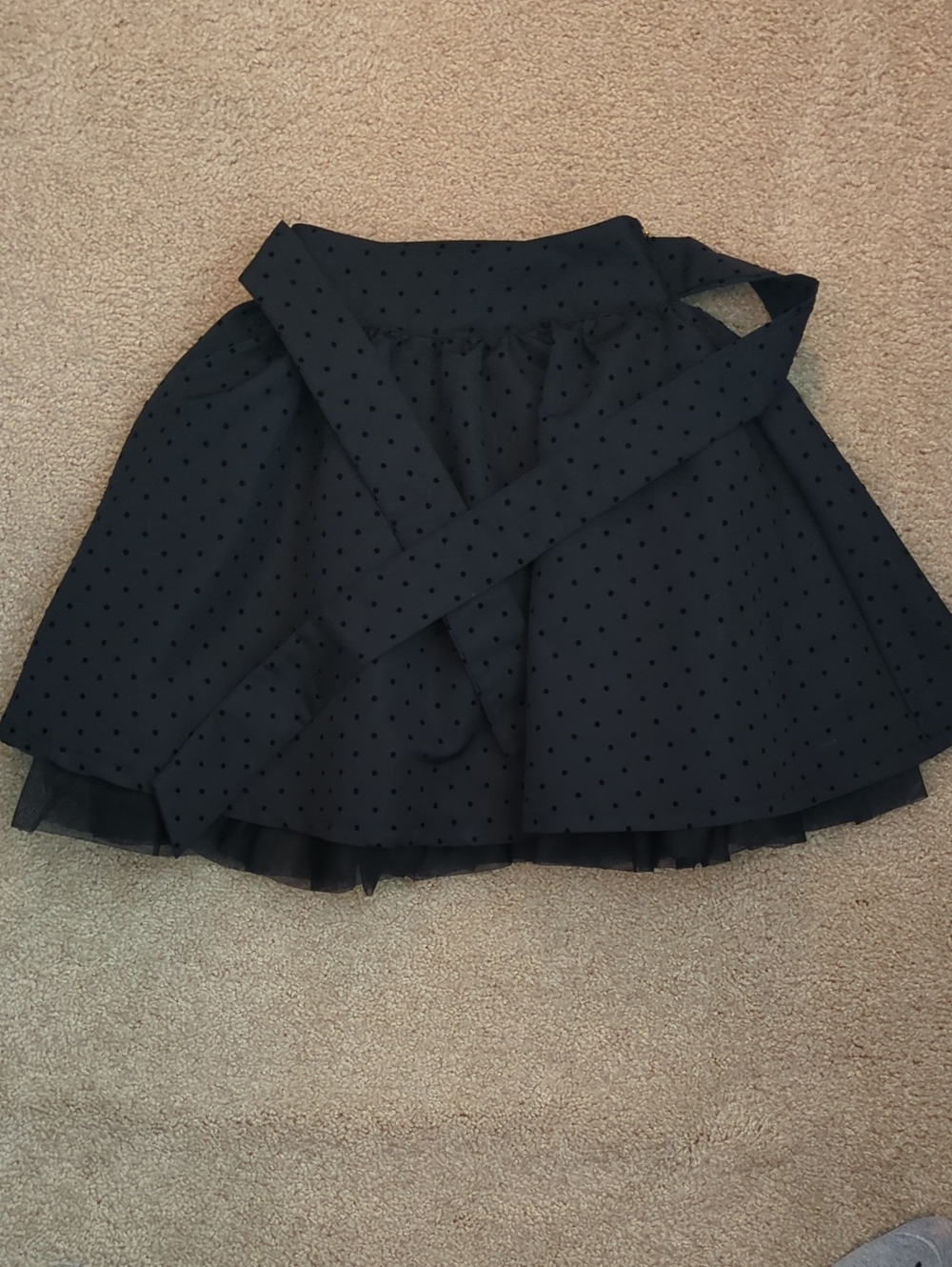 The Children's Place Black Polka Dot Skirt with Waist Tie